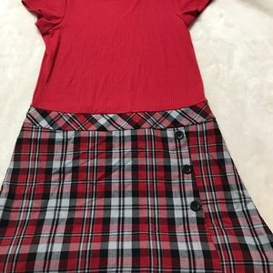 Red dress with plaid bottom